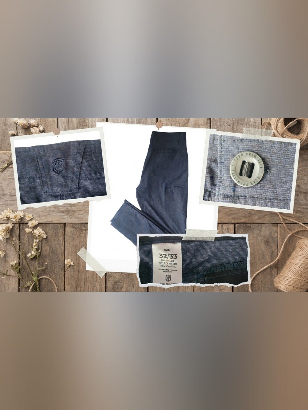 Born Primitive Teaverse Pants Technical 5 Pocket Athletic Trouser Design 32x33